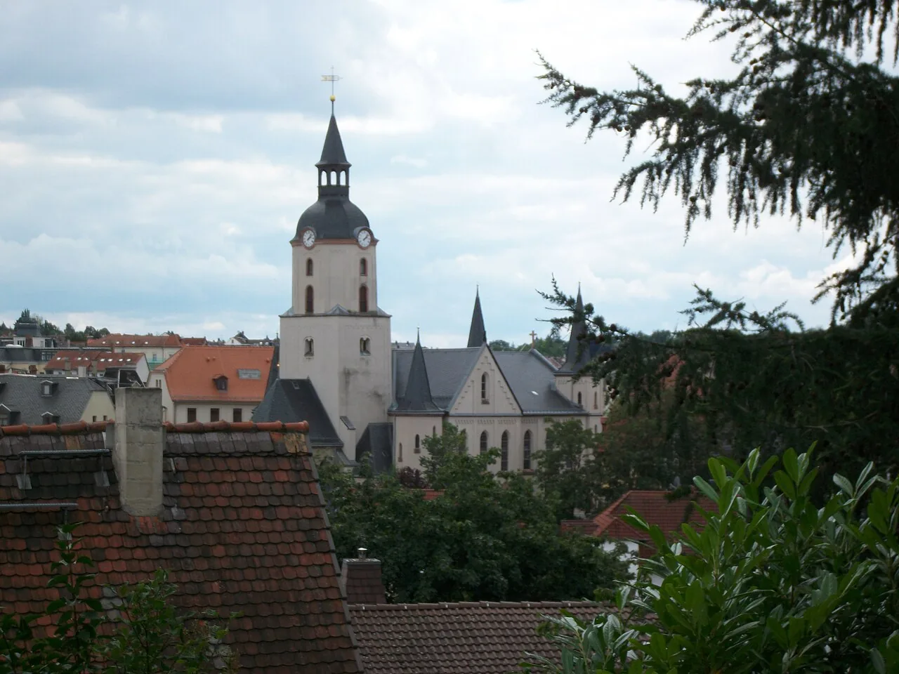 Kirche St. Martin in Meerane, vom Pfarrberg gesehen